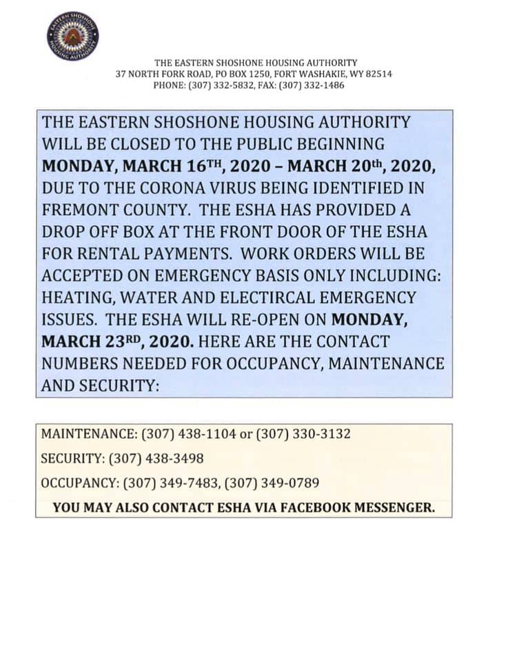 COVID19 Information Eastern Shoshone