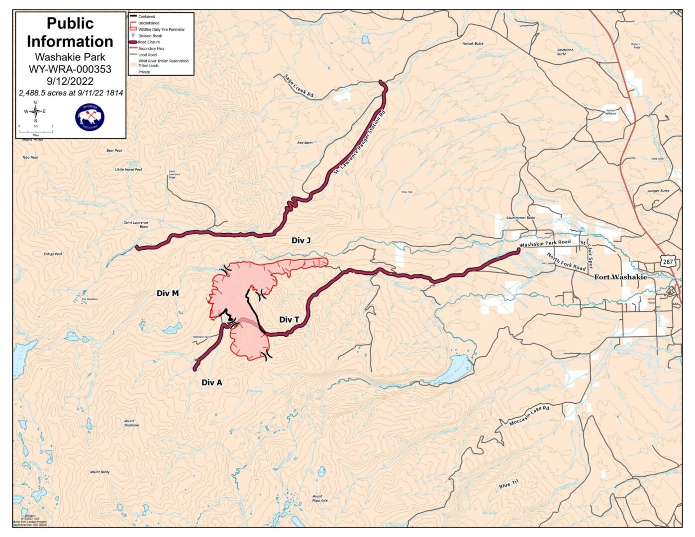 Washakie Park Fire Update Sept. 12, 2022 Eastern Shoshone