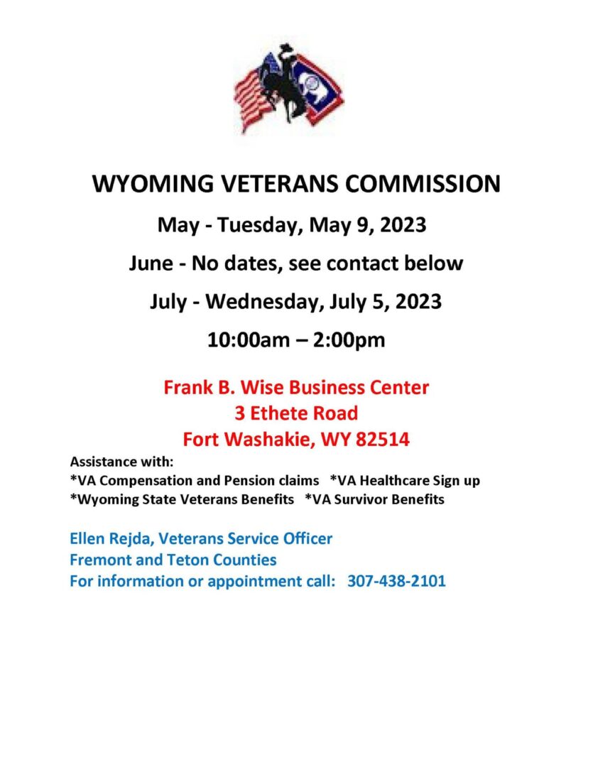 MayJuly 2023 WY Veterans Outreach Eastern Shoshone